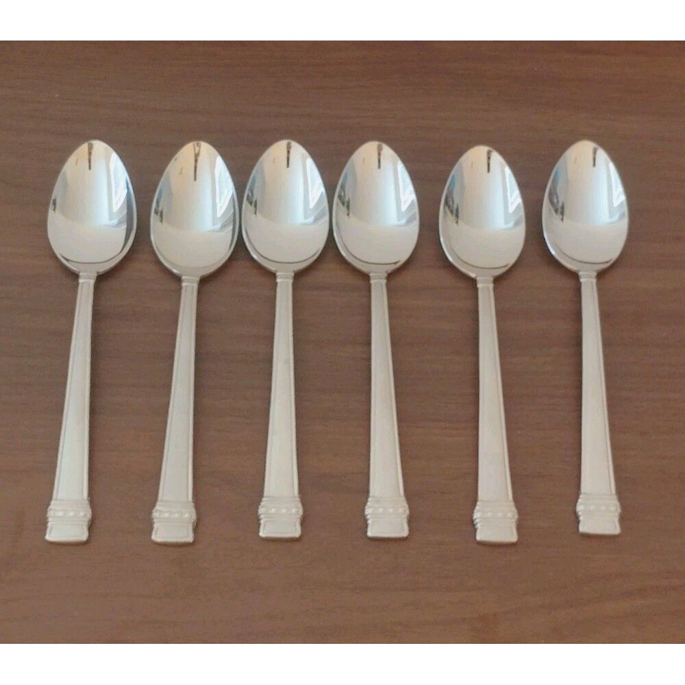 6 Lenox Hancock Frosted Teaspoon Stainless Millenium Flatware 18/8 Korea